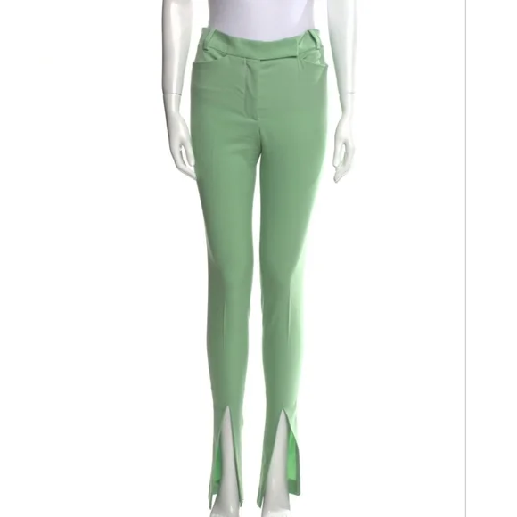 The Attico Front Slit Wool Trousers Mint Green